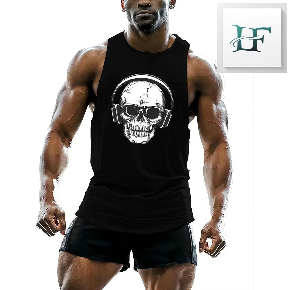 Mens 3D printed fitness vest, quick drying sleeveless T-shirt,fitness suit, basketball training vest,summer mens sports top2024.
